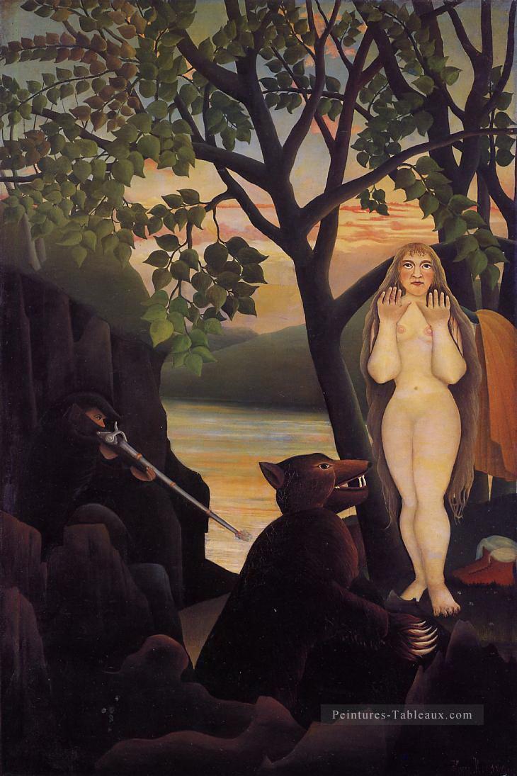 nue et ours 1901 Henri Rousseau post impressionnisme Naive primitivisme Peintures à l'huile